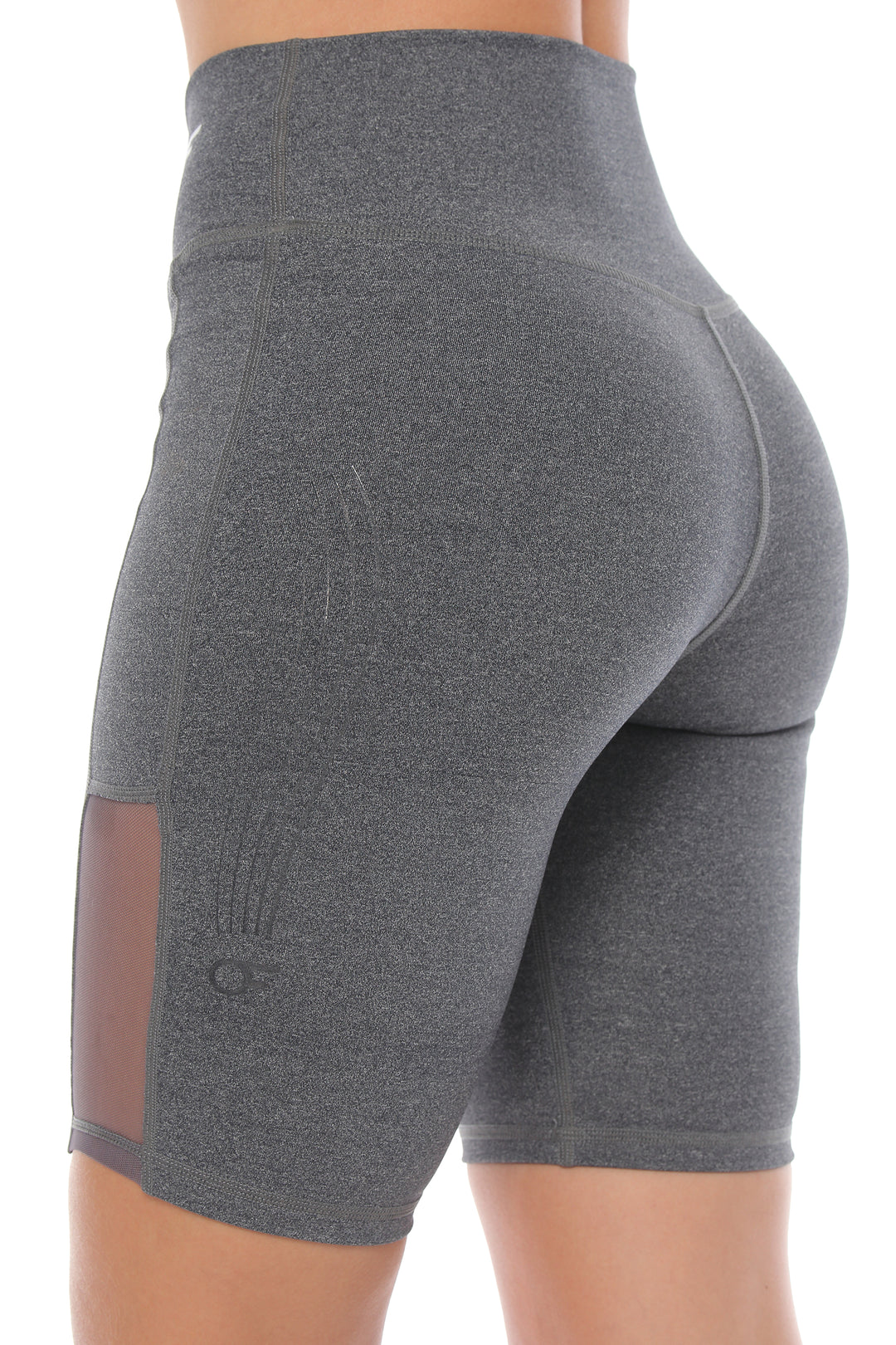 Soft High-Waisted Biker Shorts with Mesh Panels and V-Seam Detailing