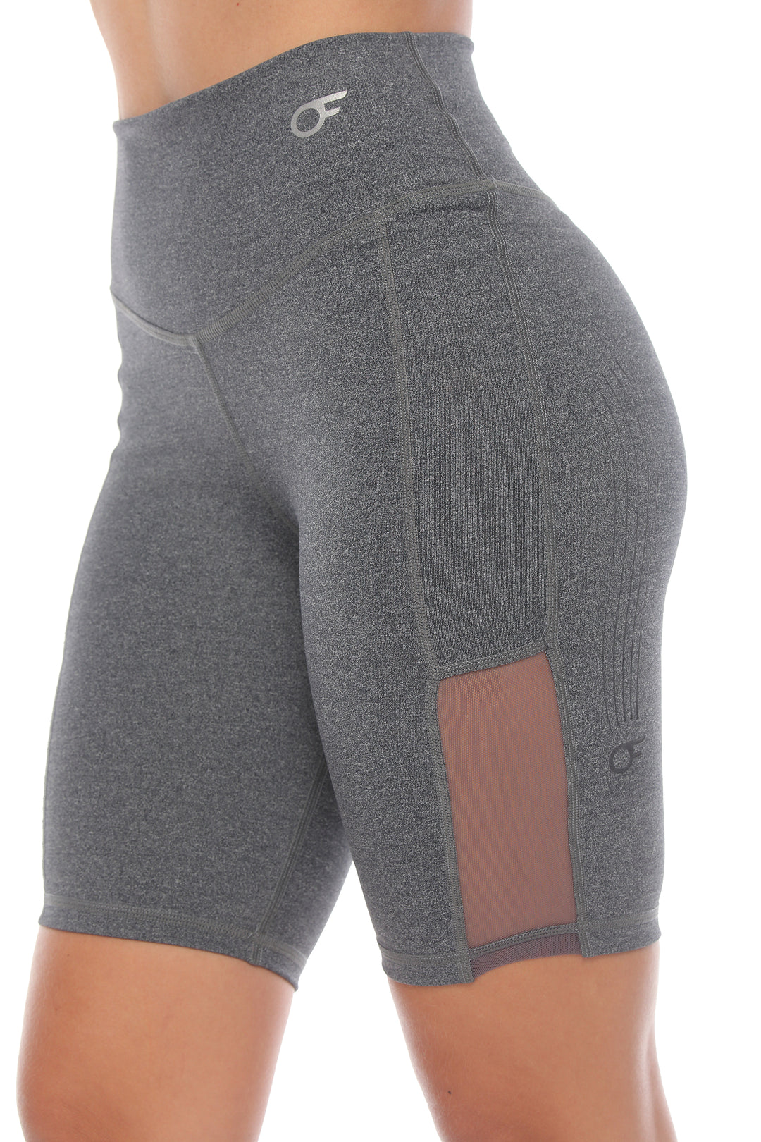 Soft High-Waisted Biker Shorts with Mesh Panels and V-Seam Detailing