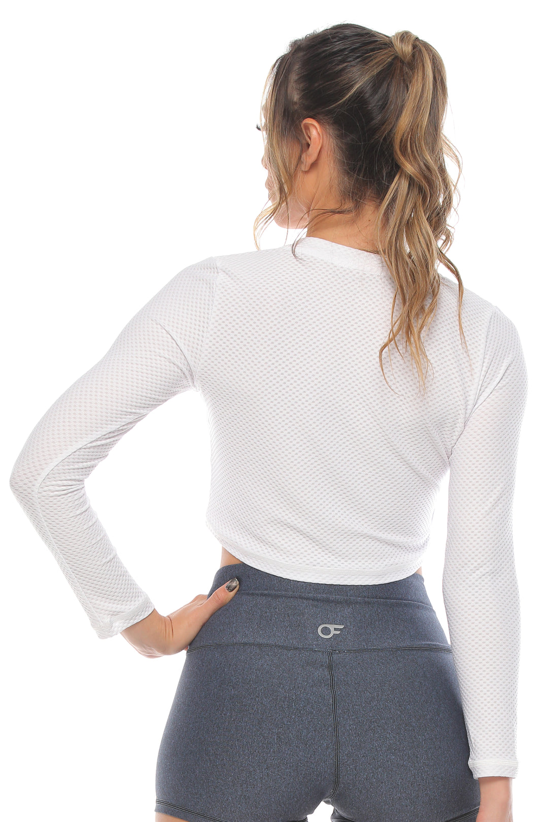 Long Sleeve Cropped Workout Top - White