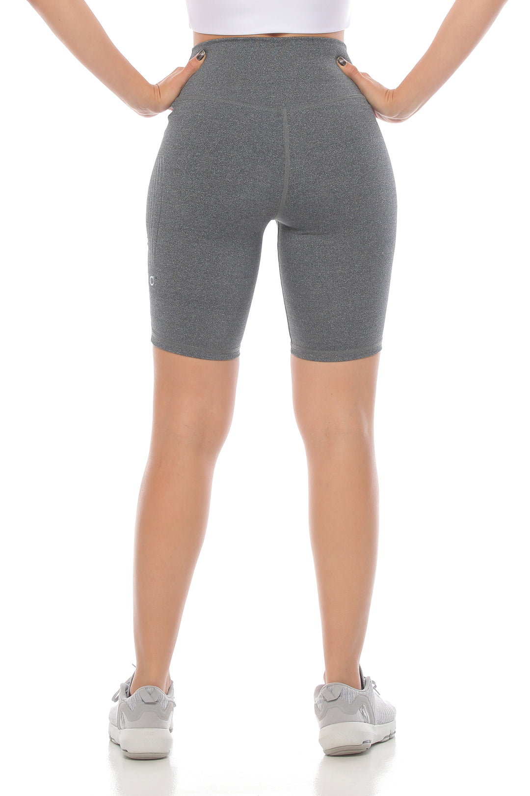 Soft High-Waisted Biker Shorts with Mesh Panels and V-Seam Detailing