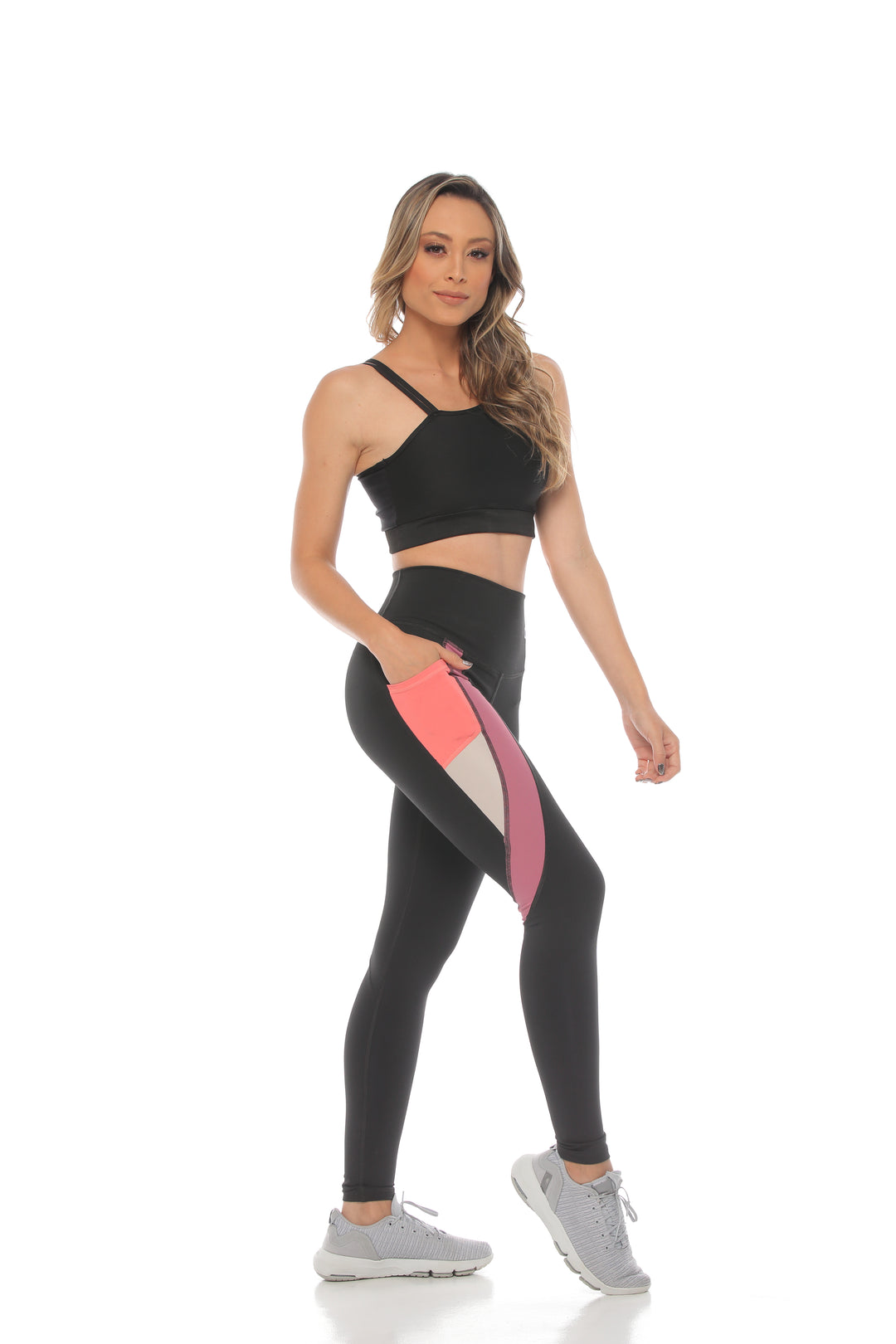 High-Rise Leggings with Pocket Accent