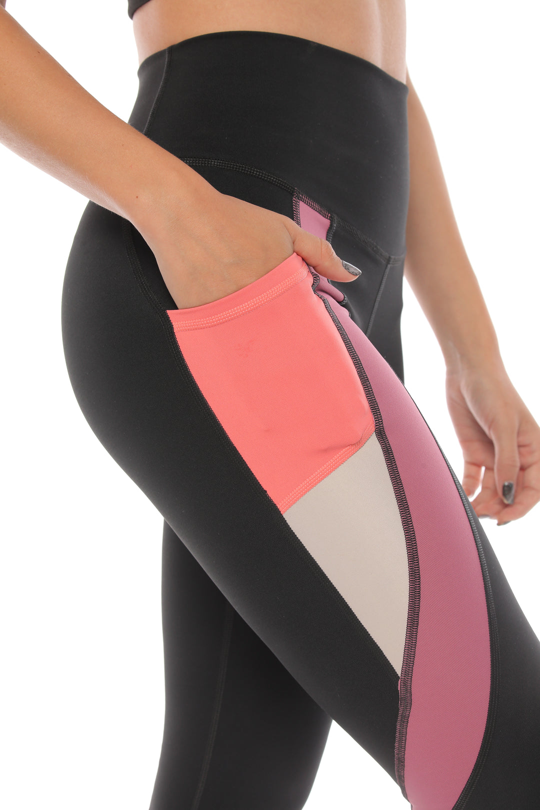 High-Rise Leggings with Pocket Accent