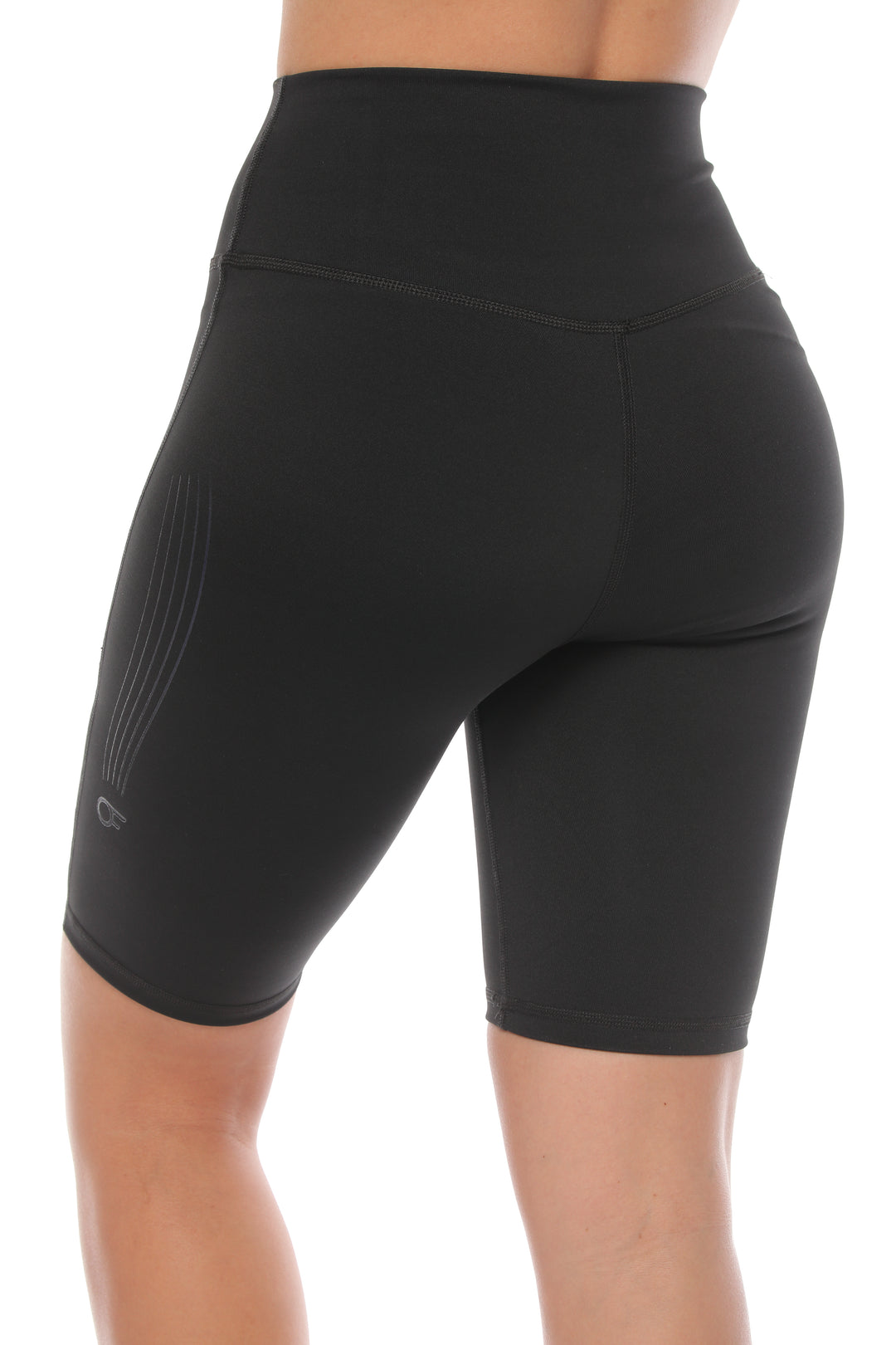 Soft High-Waisted Biker Shorts with Mesh Panels and V-Seam Detailing